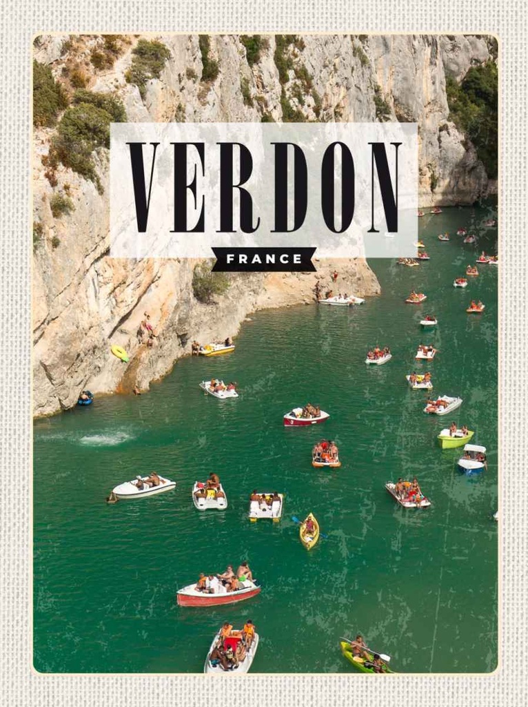 Holzschild 30x20 cm Verdon France Verdonschlucht Meer Bildmotiv Reisemotiv Abenteuer Reisen