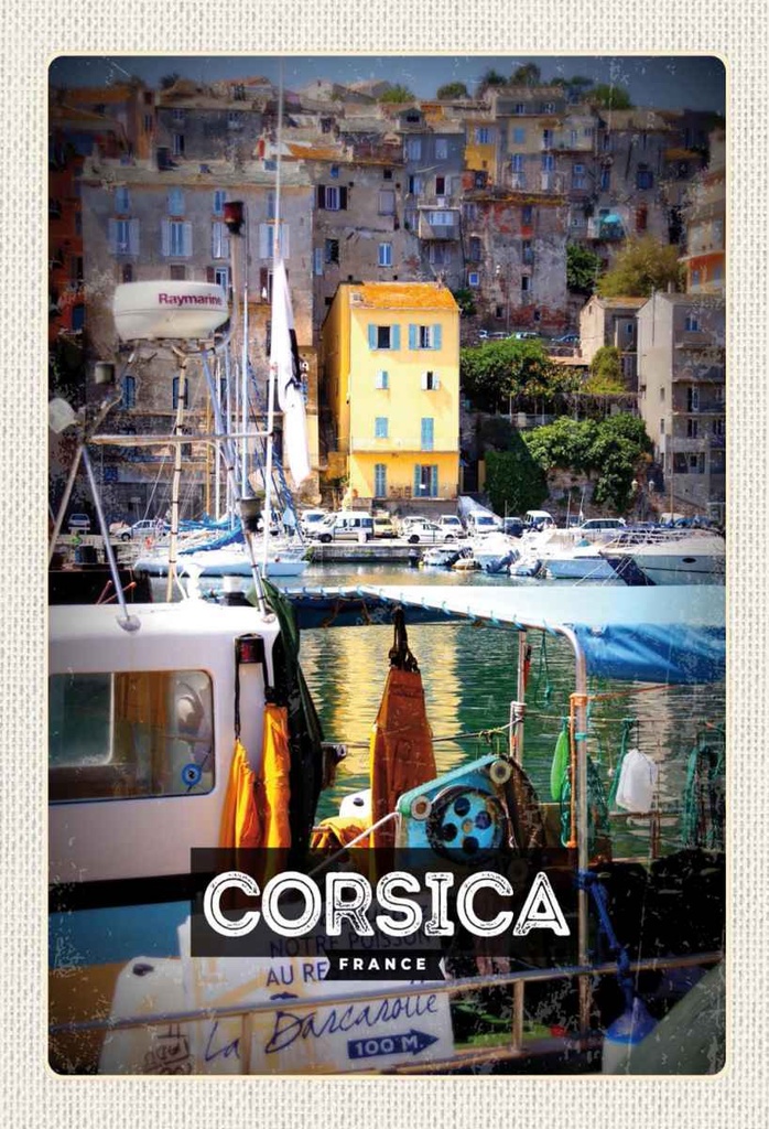 Holzschild 30x20 cm Corsica France Urlaubsort Meer Bildmotiv Reisemotiv Abenteuer Reisen
