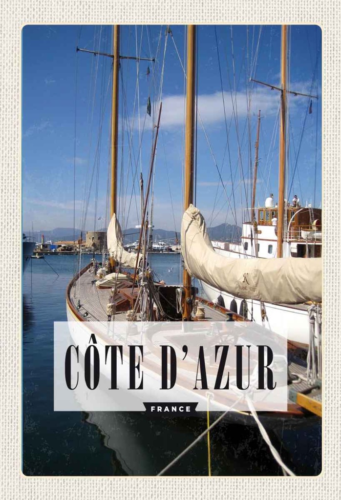 Holzschild 30x20 cm Cote d'azur France Urlaubsort Meer Bildmotiv Reisemotiv Abenteuer Reisen