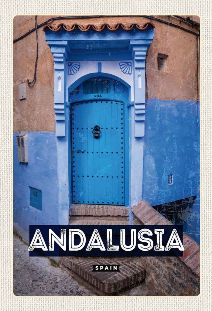 Holzschild 30x20 cm Andalusia Spain Retro Altstadt Bildmotiv Reisemotiv Abenteuer Reisen