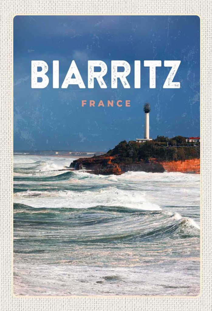 Holzschild 30x20 cm Biarritz France Meer Urlaub Bildmotiv Reisemotiv Abenteuer Reisen
