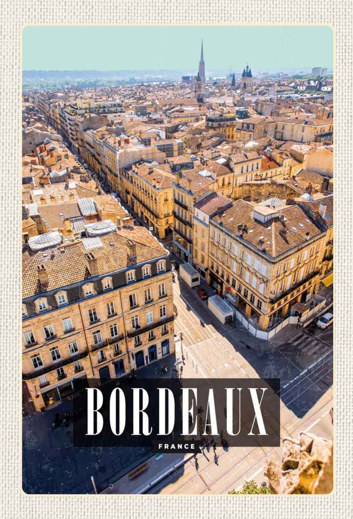 Holzschild 30x20 cm Bordeaux France Panorma Reiseziel Bildmotiv Reisemotiv Abenteuer Reisen