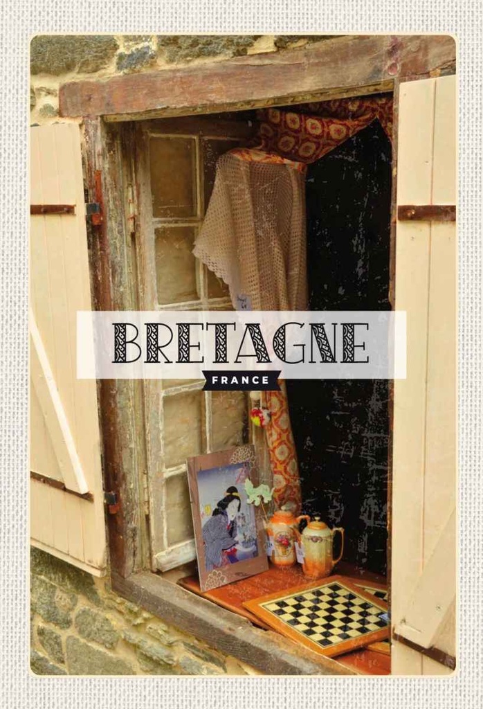 Holzschild 30x20 cm Bretagne France Retro Kunst Reiseziel Bildmotiv Reisemotiv Abenteuer Reisen