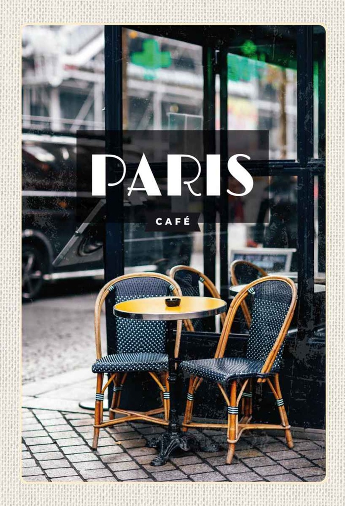 Holzschild 30x20 cm Paris Cafe Retro Reiseziel Poster Bildmotiv Reisemotiv Abenteuer Reisen