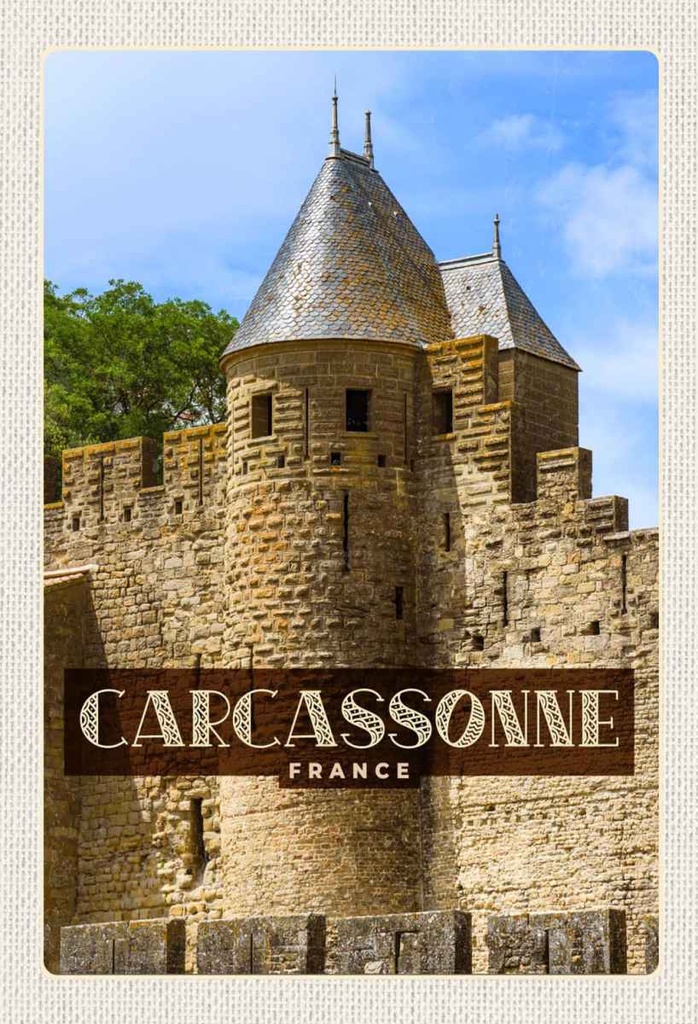 Holzschild 30x20 cm Carcassonne Franca Weltkulturerbe Bildmotiv Reisemotiv Abenteuer Reisen