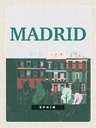 Holzschild 30x20 cm Madrid Spain Errinerungen Retro Bildmotiv Reisemotiv Abenteuer Reisen