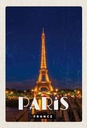 Holzschild 30x20 cm Paris France Eiffelturm Nacht Lichter