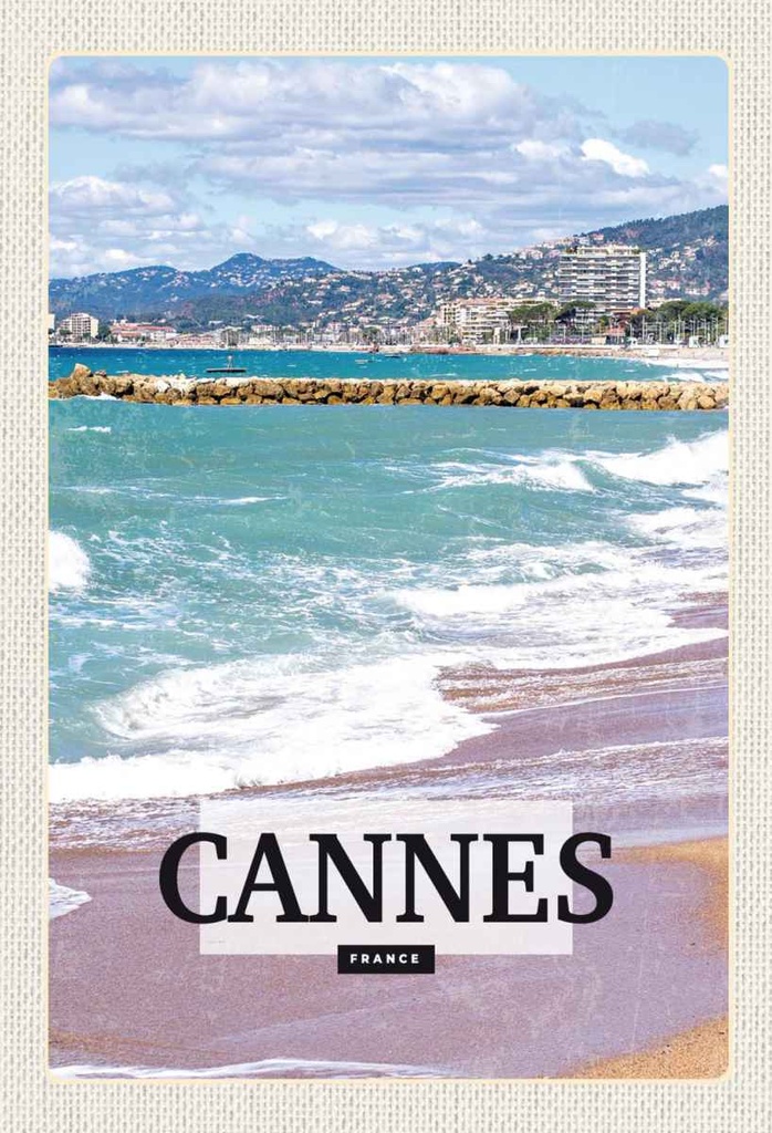 Holzschild 30x20 cm Cannes France Meer Strand Bildmotiv Reisemotiv Abenteuer Reisen