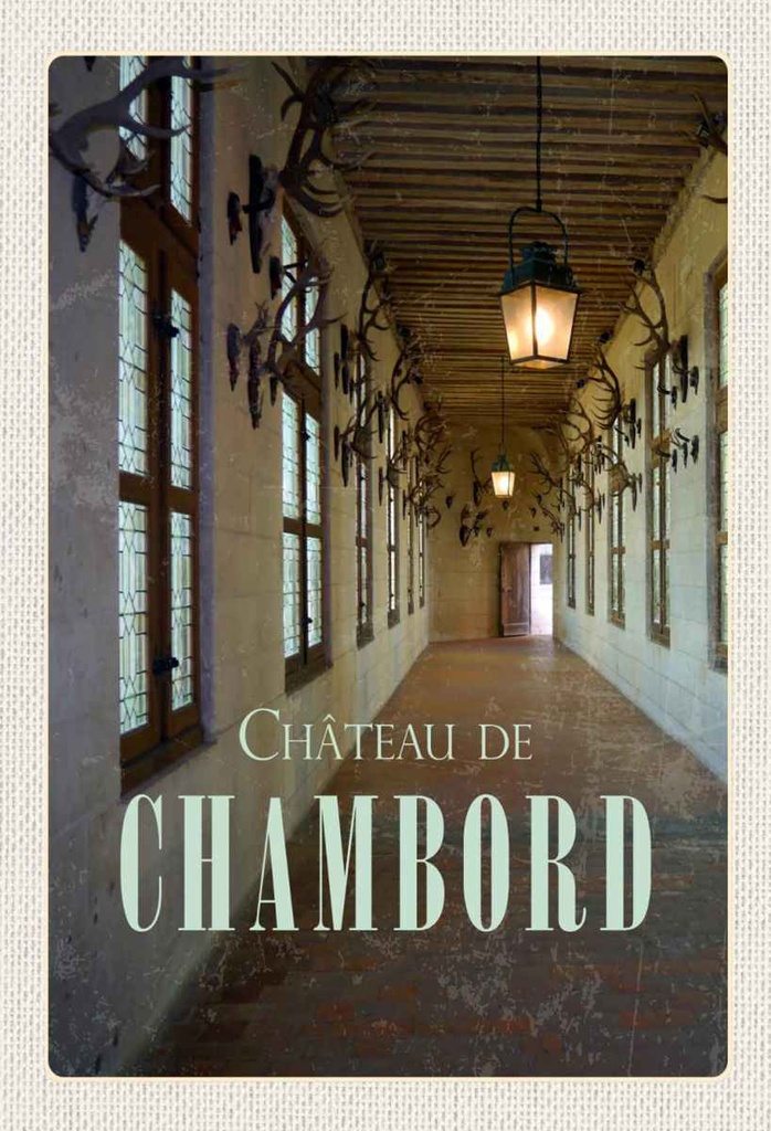 Holzschild 30x20 cm Chateau de chambord Schloss Bildmotiv Reisemotiv Abenteuer Reisen
