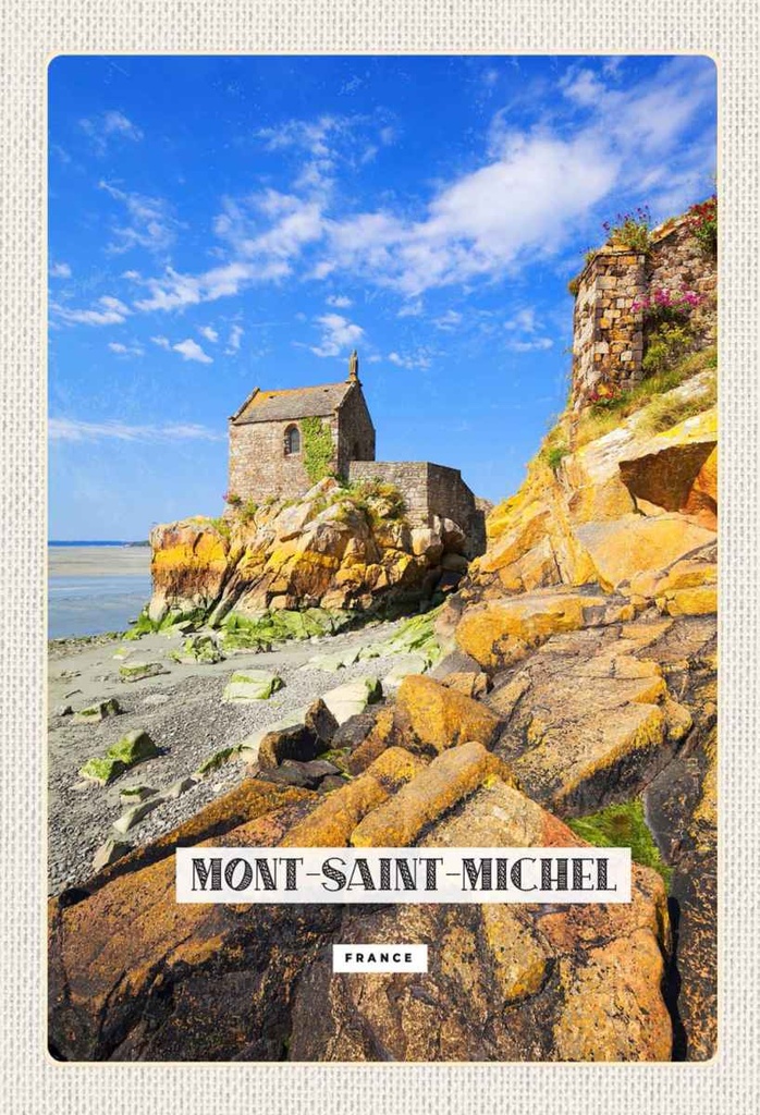Holzschild 30x20 cm Moint-Saint-Michel Reiseziel Tourismus Bildmotiv Reisemotiv Abenteuer Reisen