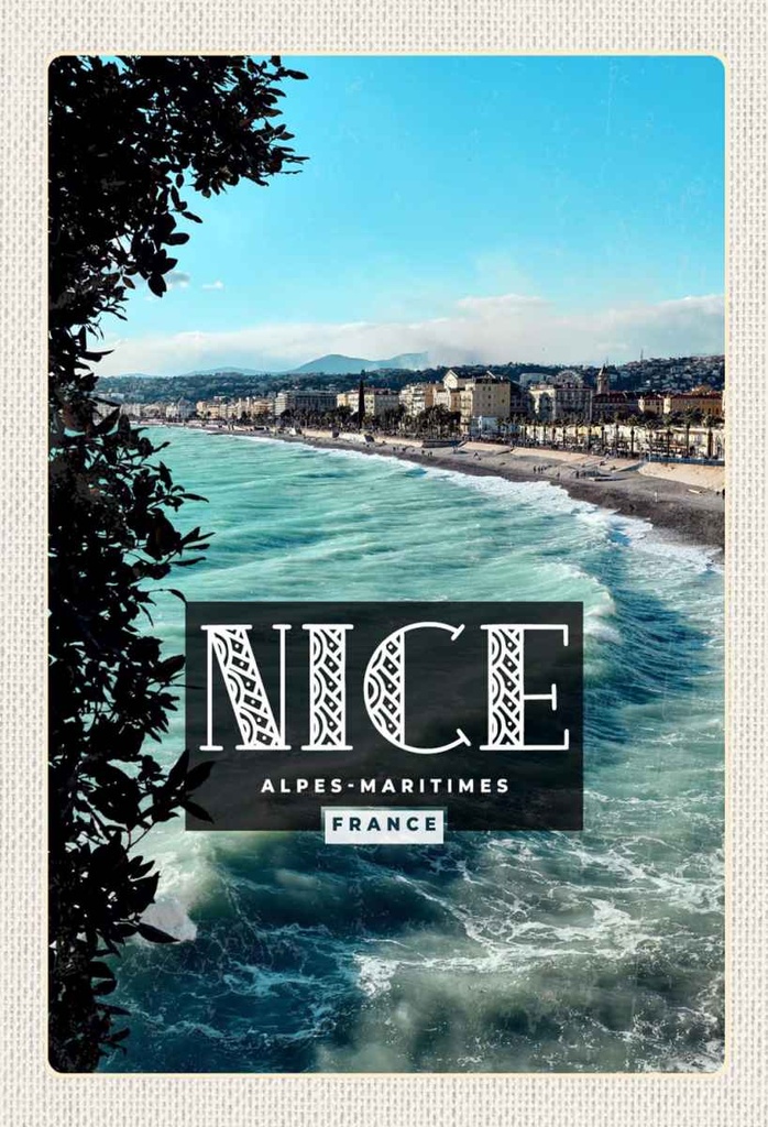 Holzschild 30x20 cm Nice Alpes-Maritimes France Urlaubsort Bildmotiv Reisemotiv Abenteuer Reisen