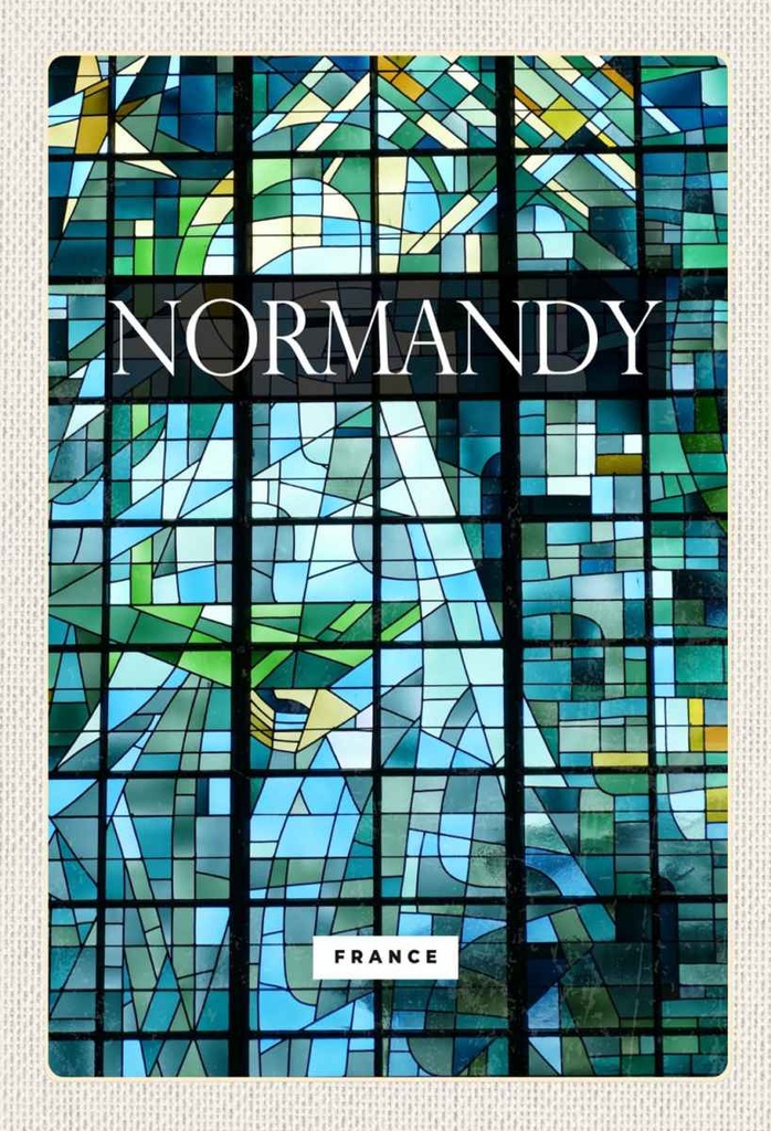 Holzschild 30x20 cm Normandy Frnace Mosaik Kunst Bildmotiv Reisemotiv Abenteuer Reisen