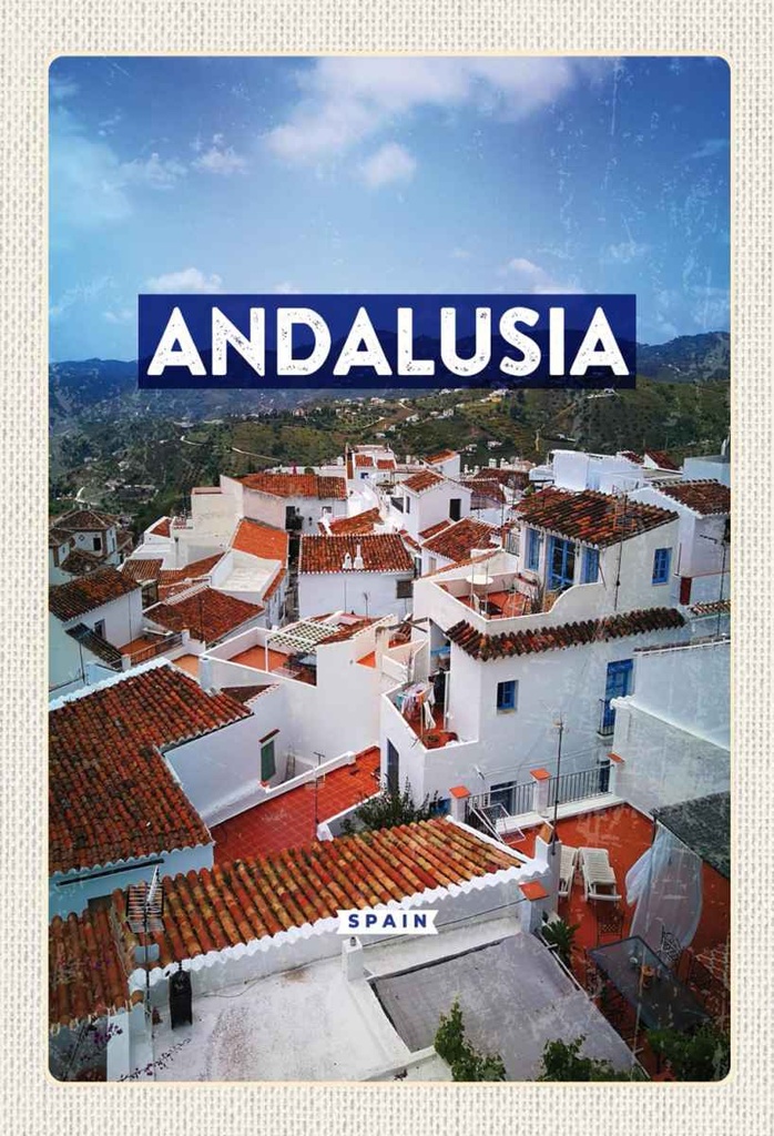 Holzschild 30x20 cm Andalusia Spain Panorama Tourismus Bildmotiv Reisemotiv Abenteuer Reisen