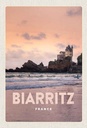 Holzschild 30x20 cm Biarritz France Sonnenuntergang Bildmotiv Reisemotiv Abenteuer Reisen