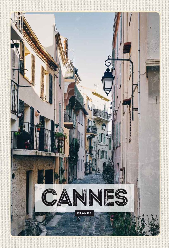 Holzschild 30x20 cm Cannes France Architektur Straße Bildmotiv Reisemotiv Abenteuer Reisen