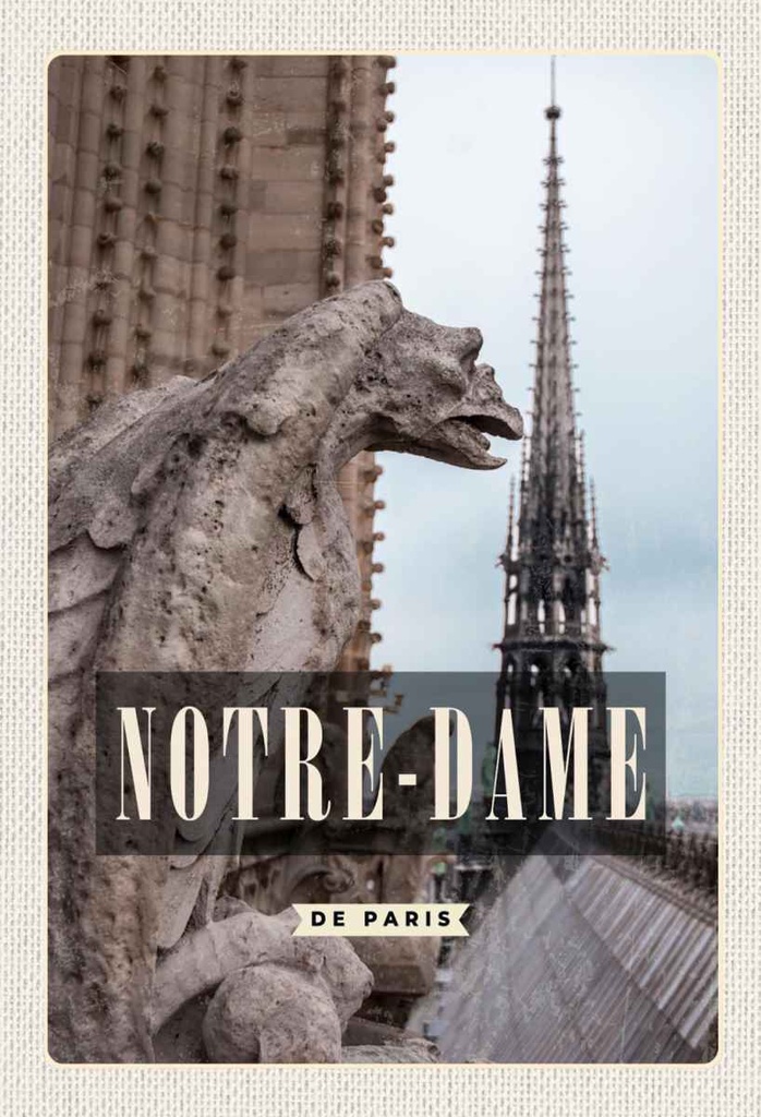 Holzschild 30x20 cm Notre-Dame de Paris Reiseziel Bildmotiv Reisemotiv Abenteuer Reisen