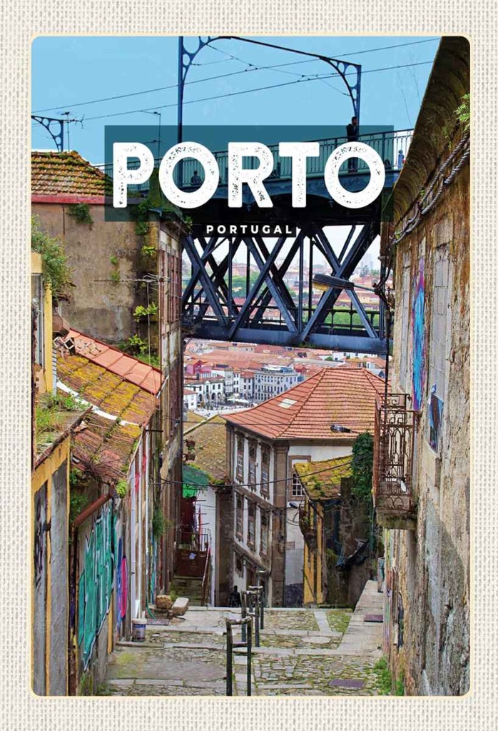 Holzschild 30x20 cm Porto portugal Altstadt Bild Bildmotiv Reisemotiv Abenteuer Reisen
