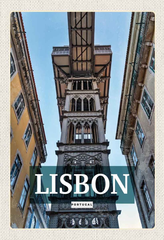 Holzschild 30x20 cm Lisbon Portugal Retro Tourismus Bildmotiv Reisemotiv Abenteuer Reisen