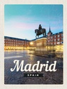 Holzschild 30x20 cm Madrid Spain Stadt Sonnenuntergang Bildmotiv Reisemotiv Abenteuer Reisen