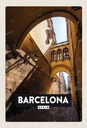 Holzschild 30x20 cm Barcelona Spain Retro Architektur Bildmotiv Reisemotiv Abenteuer Reisen