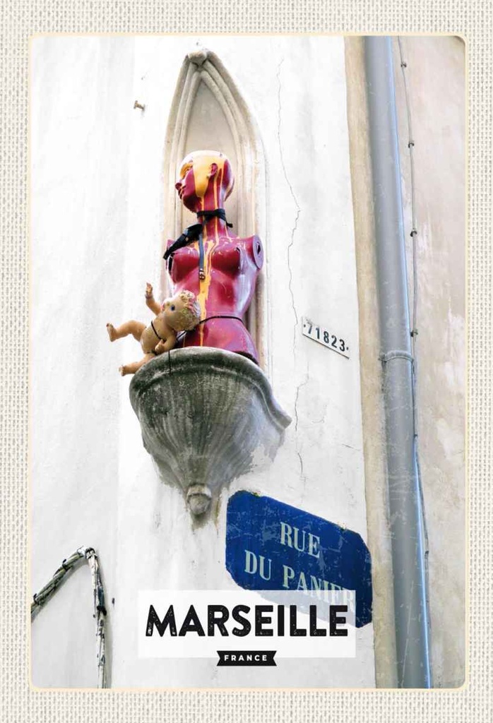 Holzschild 30x20 cm Marseille France rue du panier Bildmotiv Reisemotiv Abenteuer Reisen