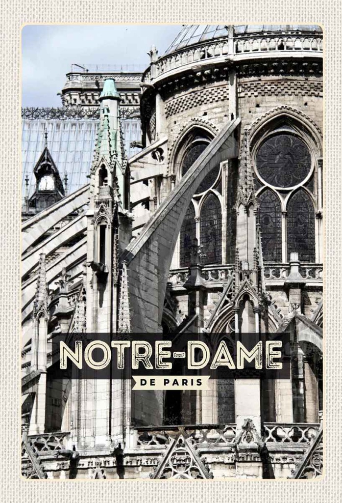Holzschild 30x20 cm Notre-Dame de Paris Architektur Bildmotiv Reisemotiv Abenteuer Reisen