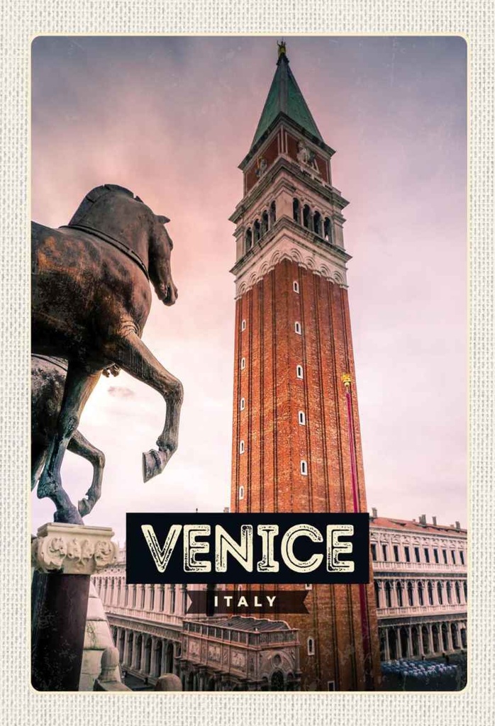 Holzschild 30x20 cm Venice Italy Italien Pferd Bildmotiv Reisemotiv Abenteuer Reisen