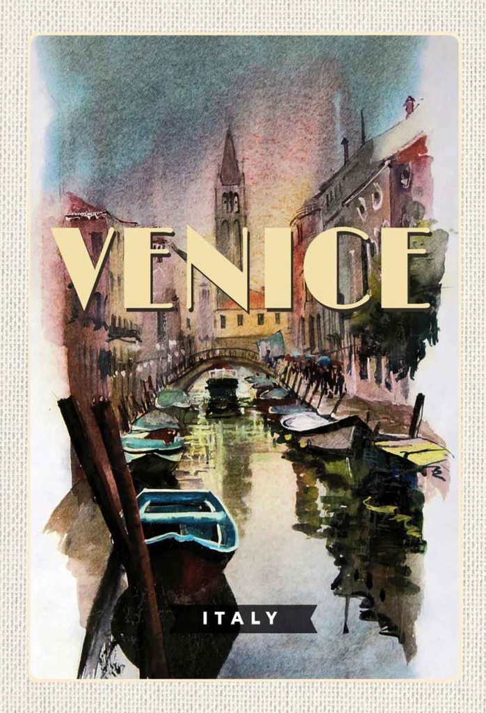 Holzschild 30x20 cm Venice Italy malerisches Bild Bildmotiv Reisemotiv Abenteuer Reisen