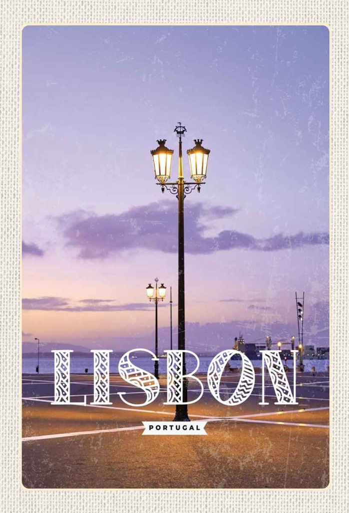 Holzschild 30x20 cm Lisbon Portugal Sonnenuntergang Bildmotiv Reisemotiv Abenteuer Reisen