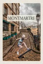 Holzschild 30x20 cm Montmartre Paris Skateboard Frau Bildmotiv Reisemotiv Abenteuer Reisen