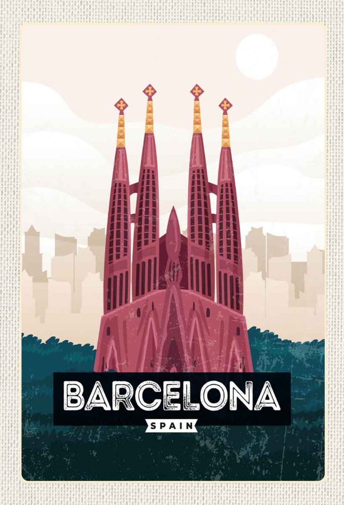 Holzschild 30x20 cm Barcelona Spain malerisches Bild Bildmotiv Reisemotiv Abenteuer Reisen