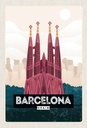 Holzschild 30x20 cm Barcelona Spain malerisches Bild Bildmotiv Reisemotiv Abenteuer Reisen
