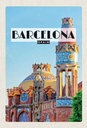 Holzschild 30x20 cm Barcelona Reiseziel Mosaikstil Bildmotiv Reisemotiv Abenteuer Reisen