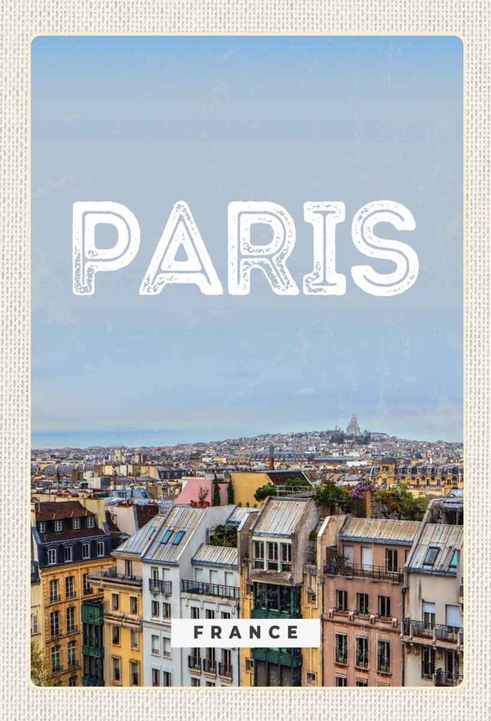 Holzschild 30x20 cm Paris Panorama Blick Stadt Bildmotiv Reisemotiv Abenteuer Reisen