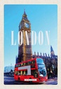 Holzschild 30x20 cm London red Reisen Bus roter Big Ben Bildmotiv Reisemotiv Abenteuer