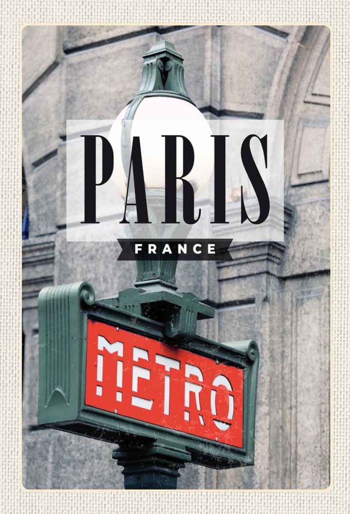 Holzschild 30x20 cm Paris France Metro Reiseziel Bildmotiv Reisemotiv Abenteuer Reisen