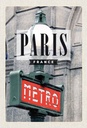 Holzschild 30x20 cm Paris France Metro Reiseziel Bildmotiv Reisemotiv Abenteuer Reisen