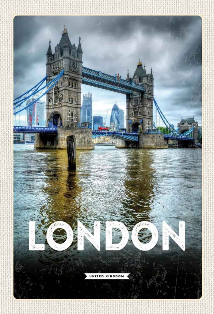 Holzschild 30x20 cm London England Reiseziel Brücke Bildmotiv Reisemotiv Abenteuer Reisen