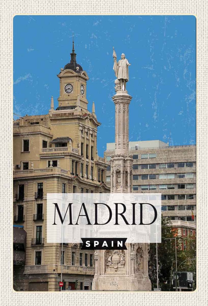 Holzschild 30x20 cm Madrid Spanien Panorama Bildmotiv Reisemotiv Abenteuer Reisen