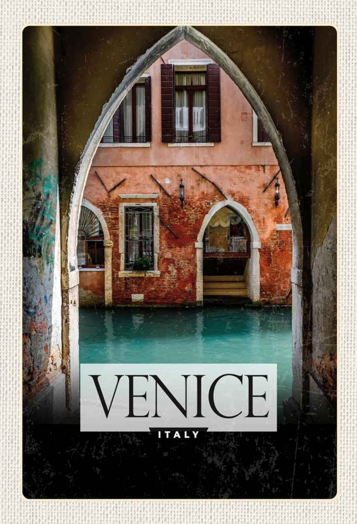 Holzschild 30x20 cm Venice Italien Fluss Panorama Bildmotiv Reisemotiv Abenteuer Reisen