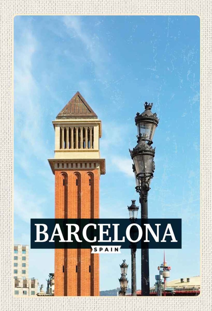Holzschild 30x20 cm Barcelona Spanien Bild Tag Mosaik Bildmotiv Reisemotiv Abenteuer Reisen