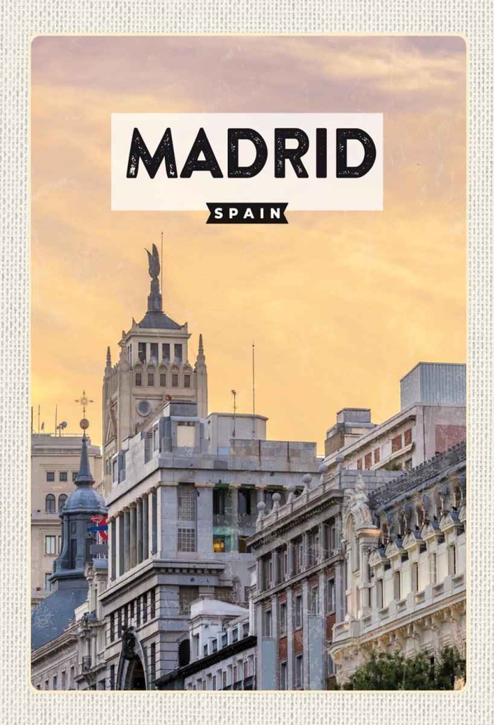 Holzschild 30x20 cm Madrid Spanien kurz Trip Bildmotiv Reisemotiv Abenteuer Reisen