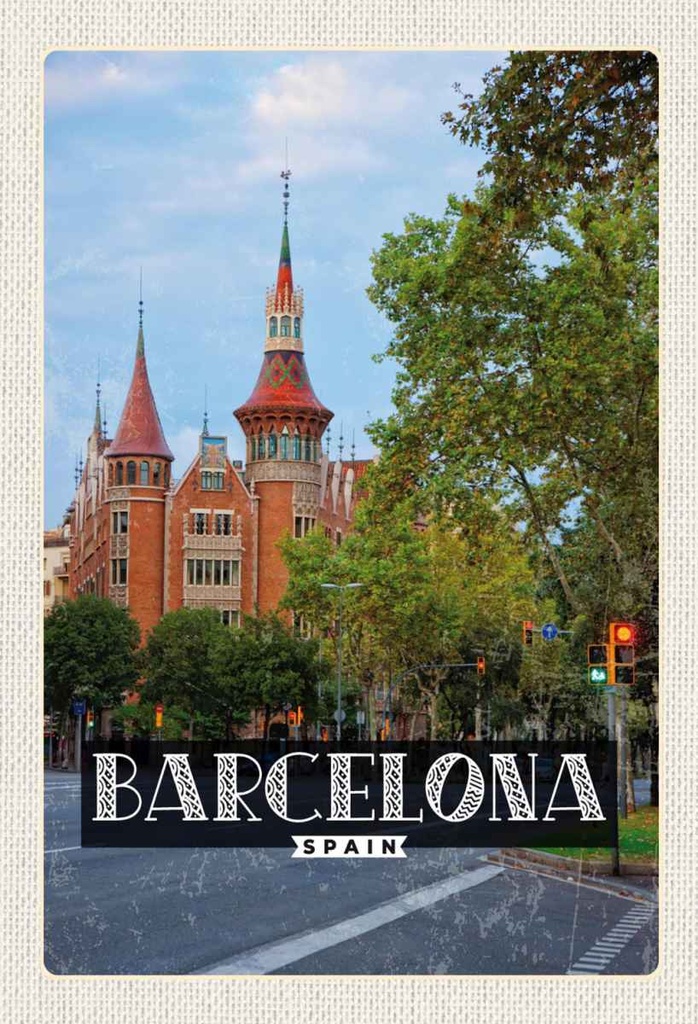 Holzschild 30x20 cm Barcelona Spanien Natur Innenstadt Bildmotiv Reisemotiv Abenteuer Reisen