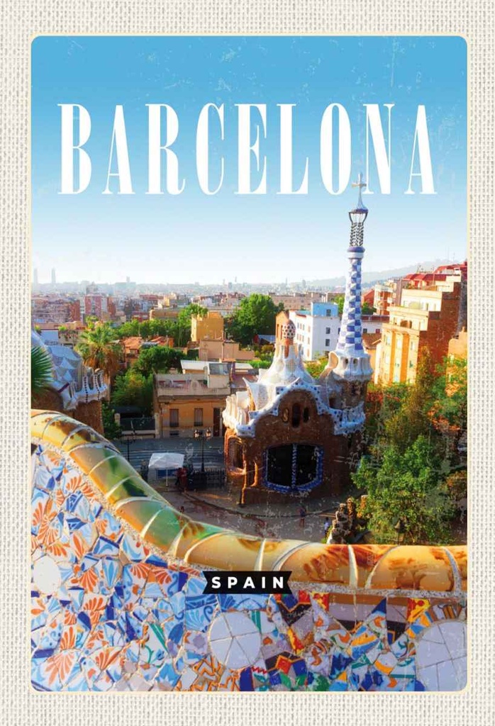 Holzschild 30x20 cm Barcelona Spanien La Pedrera Bildmotiv Reisemotiv Abenteuer Reisen