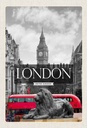 Holzschild 30x20 cm London England Big-Ben schwarz weiß Bildmotiv Reisemotiv Abenteuer Reisen