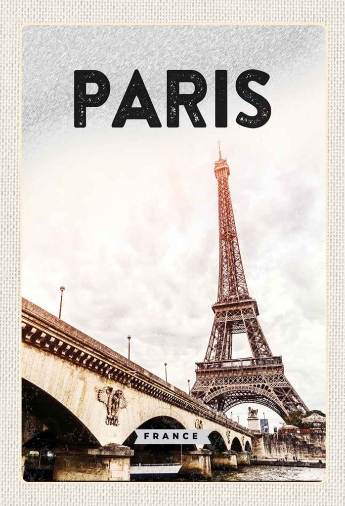 Holzschild 30x20 cm Paris Frankreich Eiffelturm Tourismus
