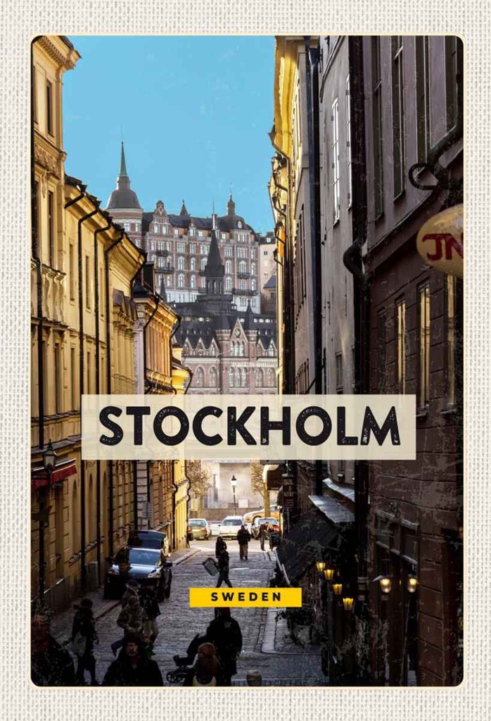 Holzschild 30x20 cm Stockholm Schweden Altstadt Bildmotiv Reisemotiv Abenteuer Reisen