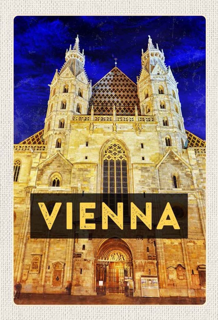 Holzschild 30x20 cm Wien Österreich Stephansdom Bildmotiv Reisemotiv Abenteuer Reisen