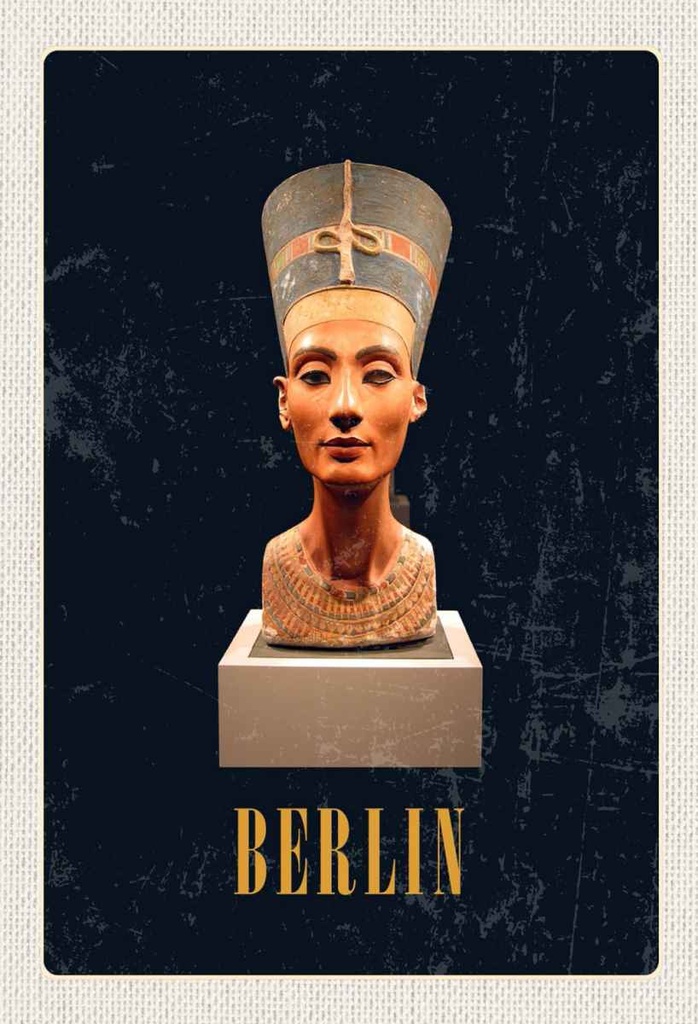 Holzschild 30x20 cm Berlin DE Museum Nefertiti Bust Bildmotiv Reisemotiv Abenteuer Reisen