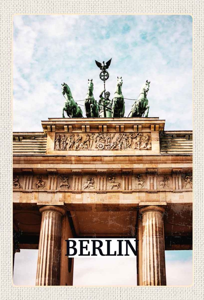 Holzschild 30x20 cm Berlin Deutschland Brandenburger Tor Bildmotiv Reisemotiv Abenteuer Reisen